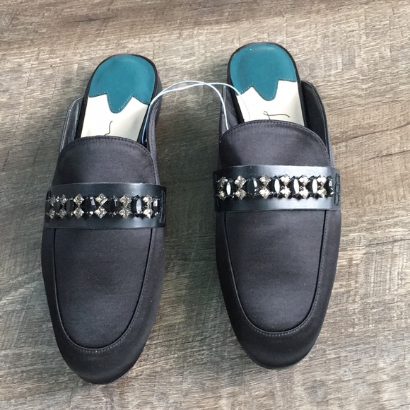 Black With Gemstones Loafers / Mules Brand New-B7 - Picture 2 of 8